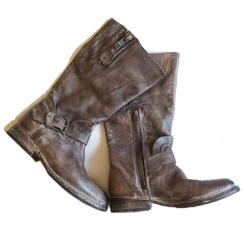 Bed Stu Cobbler Series Rustic Engineer Boots 7 Distressed Leather Brown